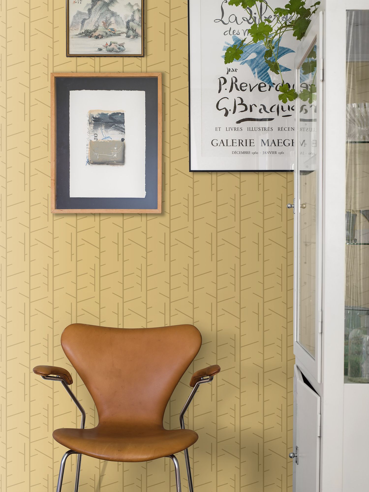 1985 Arne Jacobsen Tassel Yellow Wallpaper by Boråstapeter