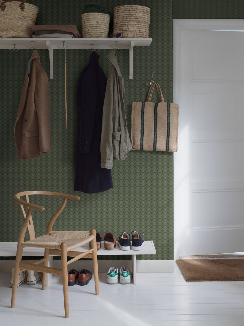 1989 Arne Jacobsen Ypsilon Green Wallpaper by Boråstapeter