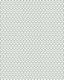 1990 Arne Jacobsen Ypsilon Turquoise and White Wallpaper by Boråstapet
