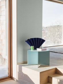 1990 Arne Jacobsen Ypsilon Turquoise and White Wallpaper by Boråstapet
