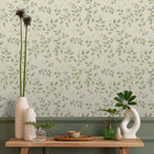 199101 Forget Me Not Floral Trail Spring Floral Neutral & Green Wallpaper by Grandeco