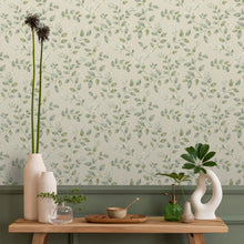 199101 Forget Me Not Floral Trail Spring Floral Neutral & Green Wallpaper by Grandeco