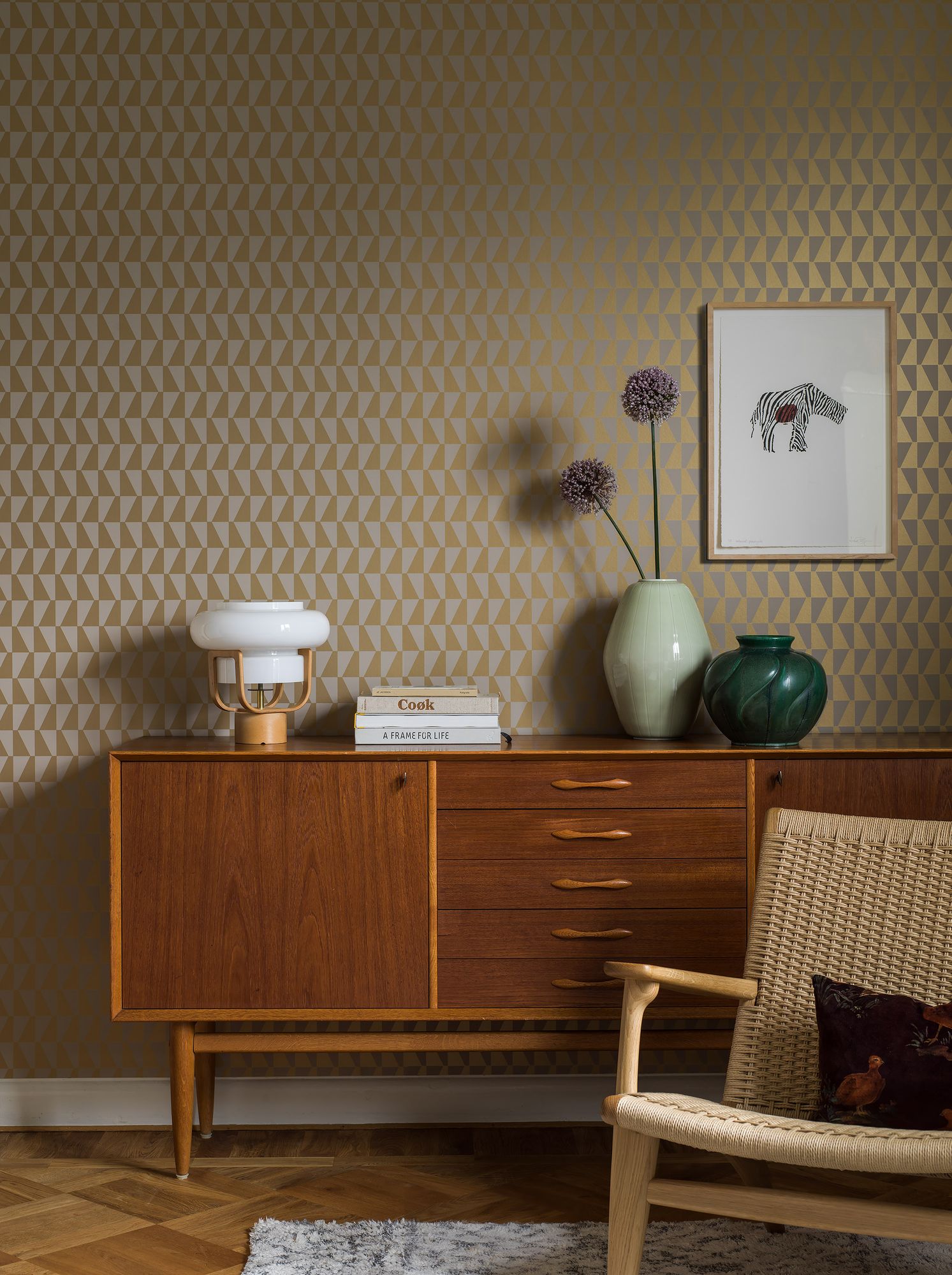 1992 Arne Jacobsen Trapez Beige Wallpaper by Boråstapeter