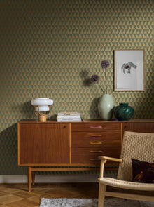 1993 Arne Jacobsen Trapez Green Wallpaper by Boråstapeter