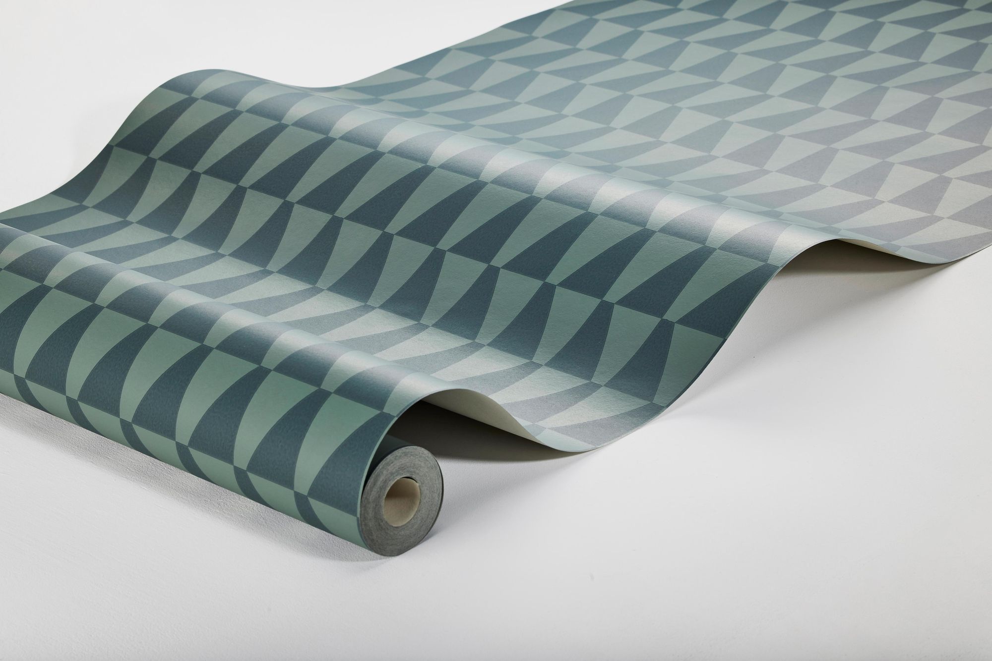 Arne Jacobsen Trapez Dark Blue and Green Graphics Wallpaper by Boråstapeter