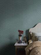 1995 Arne Jacobsen Trapez Dark Blue and Green Graphics Wallpaper by Boråstapeter