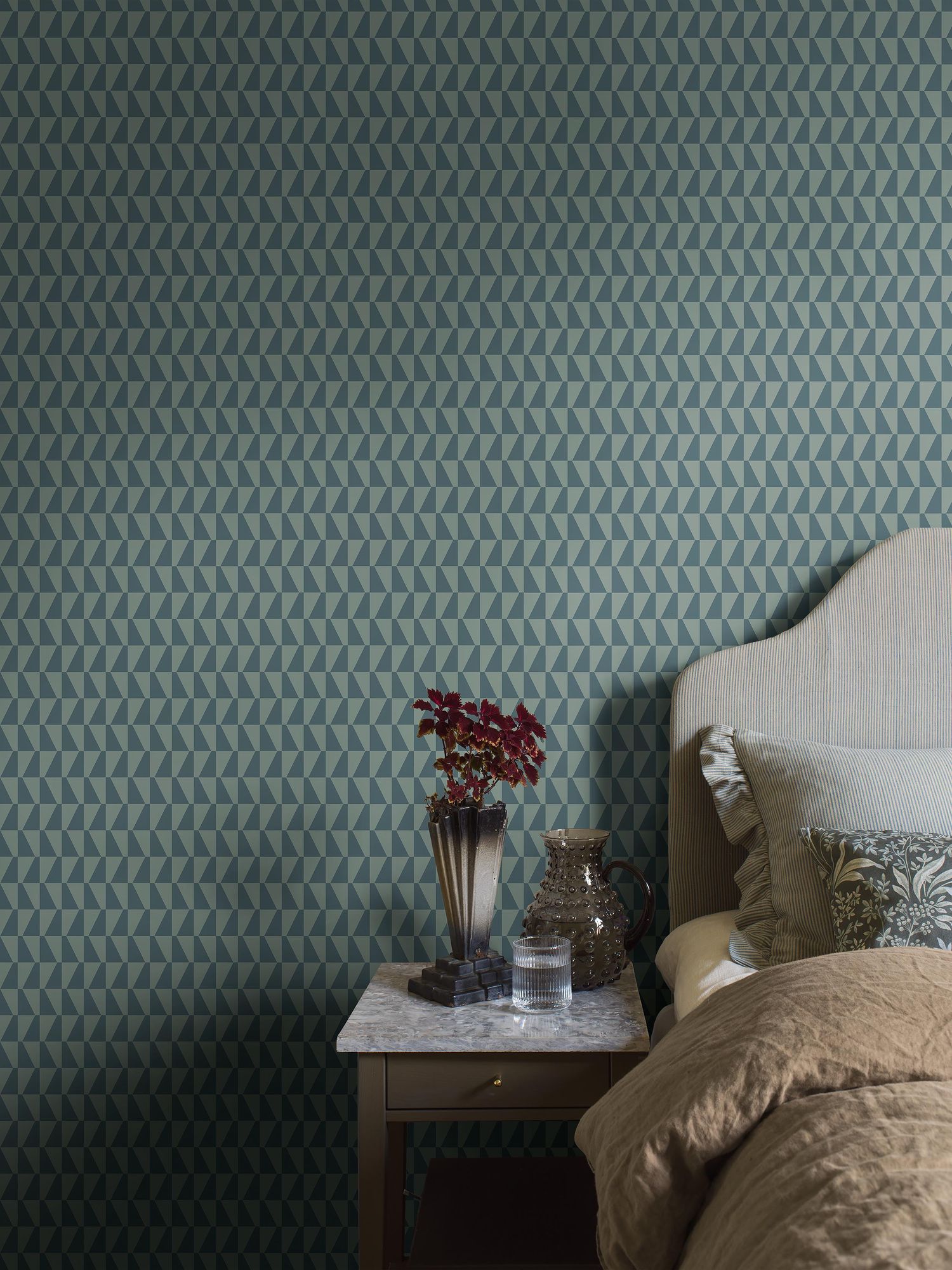 1995 Arne Jacobsen Trapez Blue and Green Wallpaper by Boråstapeter