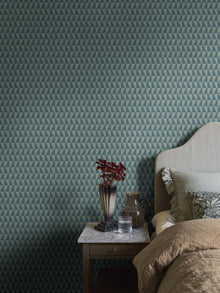 1995 Arne Jacobsen Trapez Blue and Green Wallpaper by Boråstapeter