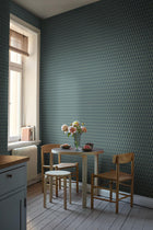 Arne Jacobsen Trapez Dark Blue and Green Graphics Wallpaper by Boråstapeter