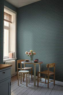 1995 Arne Jacobsen Trapez Blue and Green Wallpaper by Boråstapeter