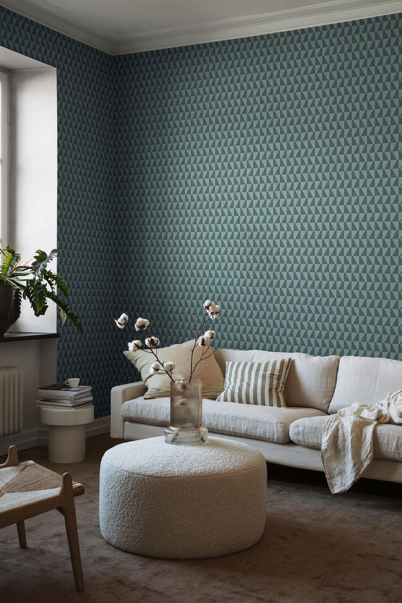 1995 Arne Jacobsen Trapez Dark Blue and Green Graphics Wallpaper by Boråstapeter