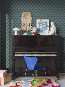 1995 Arne Jacobsen Trapez Blue and Green Wallpaper by Boråstapeter