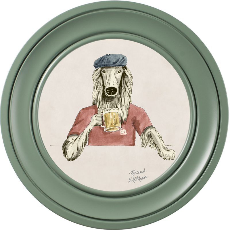 Happy Hour Bruce on Chalk White Framed Art Prints by Brand McKenzie