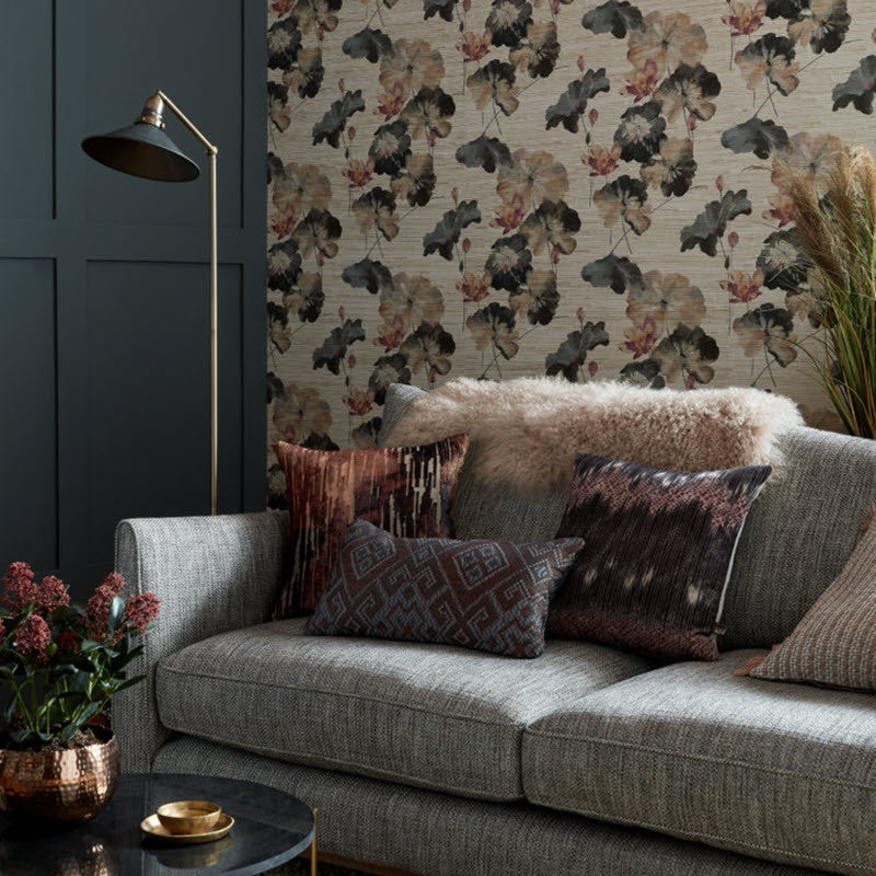 2008-143-01 Water Lilies Grasscloth Willow Wallpaper by 1838 Wallcoverings