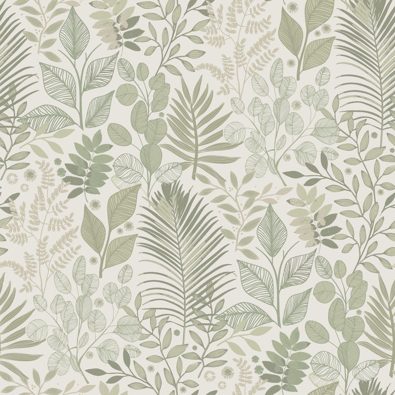 20102 Ängslycka Green and Beige Ester Wallpaper by Galerie