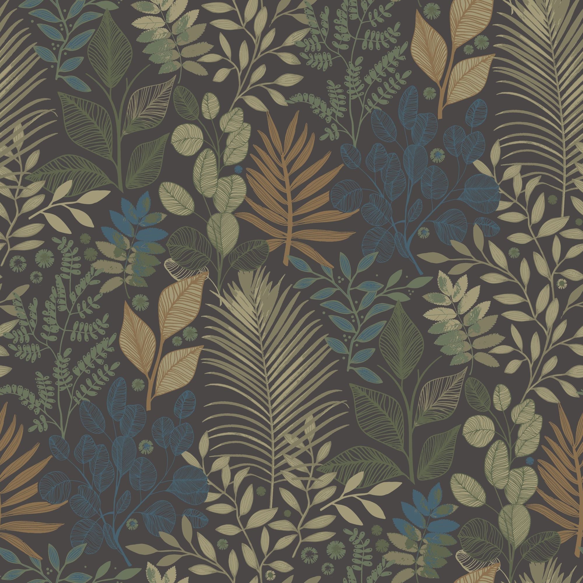 20105 Ängslycka Blue, Green and Orange Ester Wallpaper by Galerie