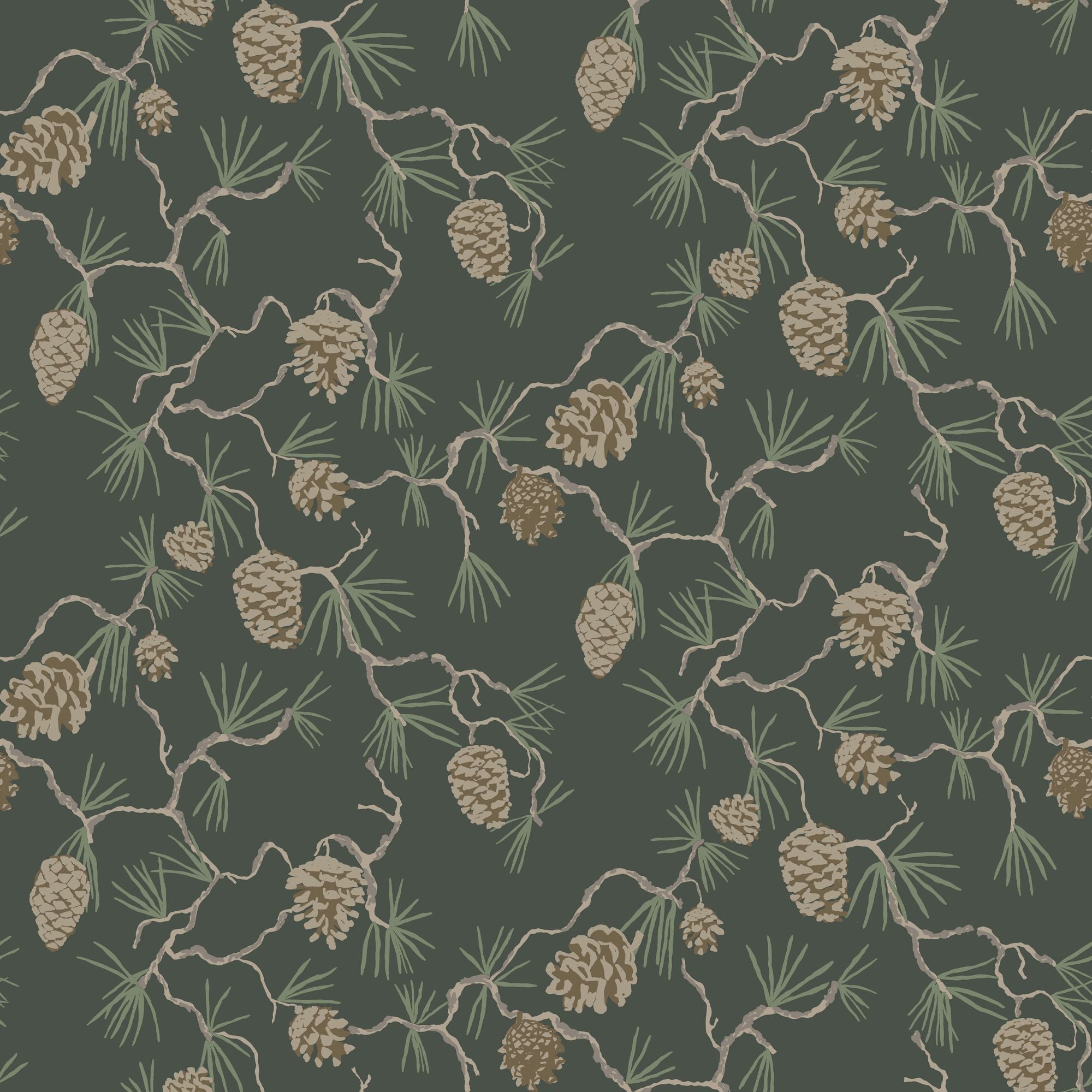 20116 Tallskog Green and Bronze Brown Ester Wallpaper by Galerie