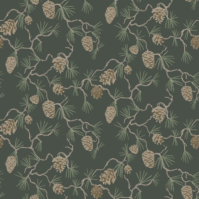 20116 Tallskog Green and Bronze Brown Ester Wallpaper by Galerie