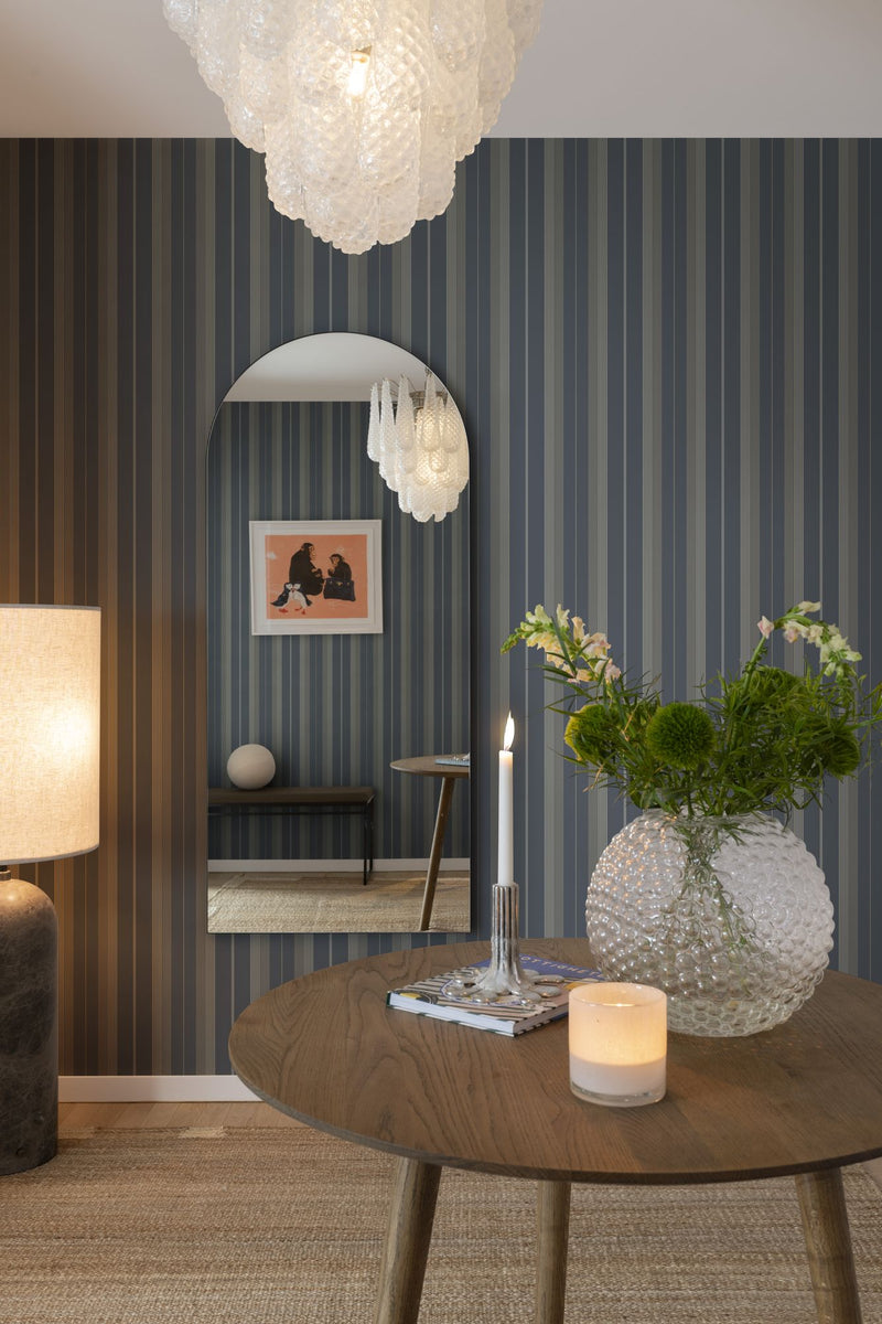 20120 Herrgård Blue and Silver Grey Ester Wallpaper by Galerie
