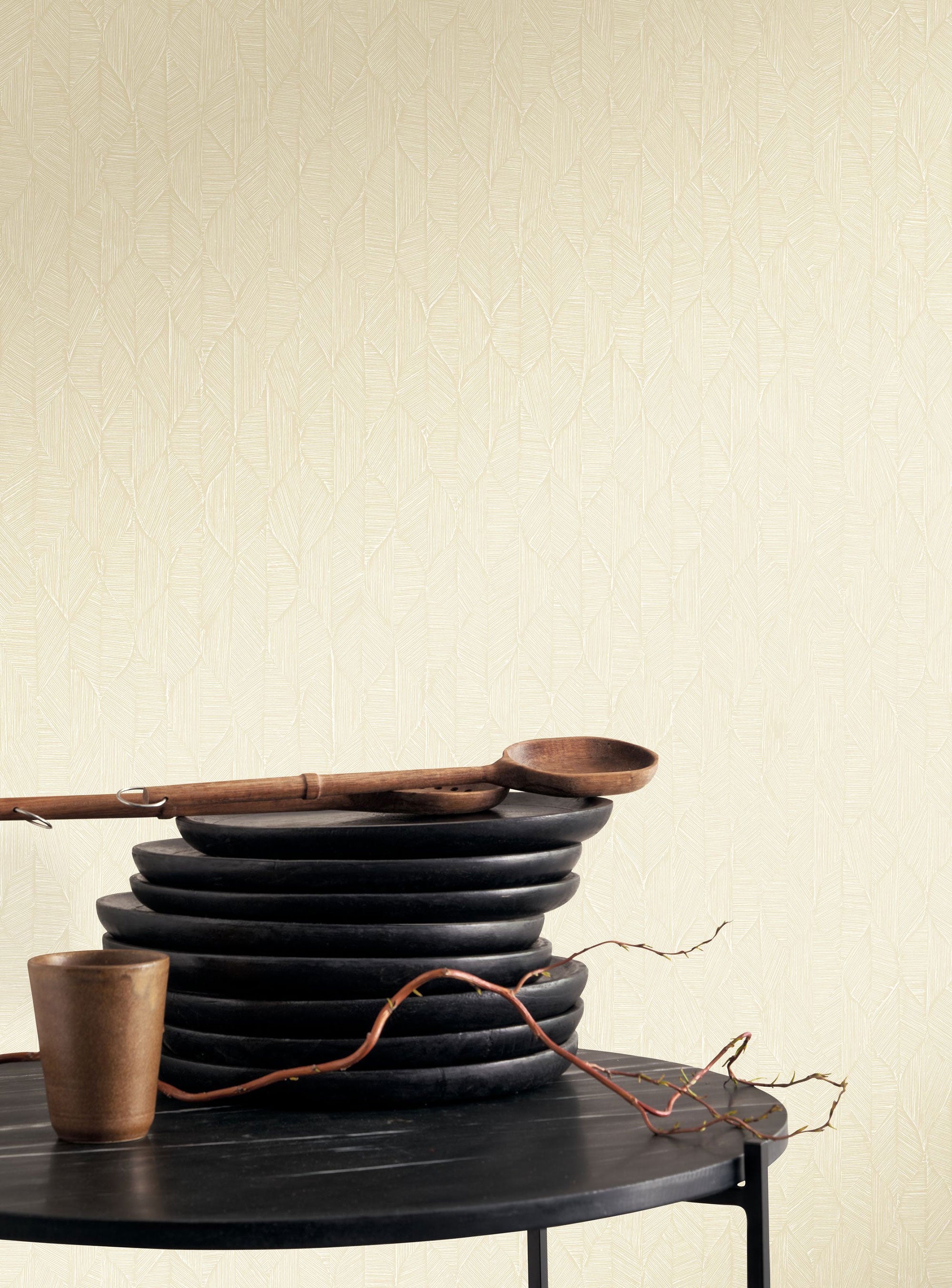 201271221 Tarrazu Beige Sable Vegetals Wallpaper by Casadeco