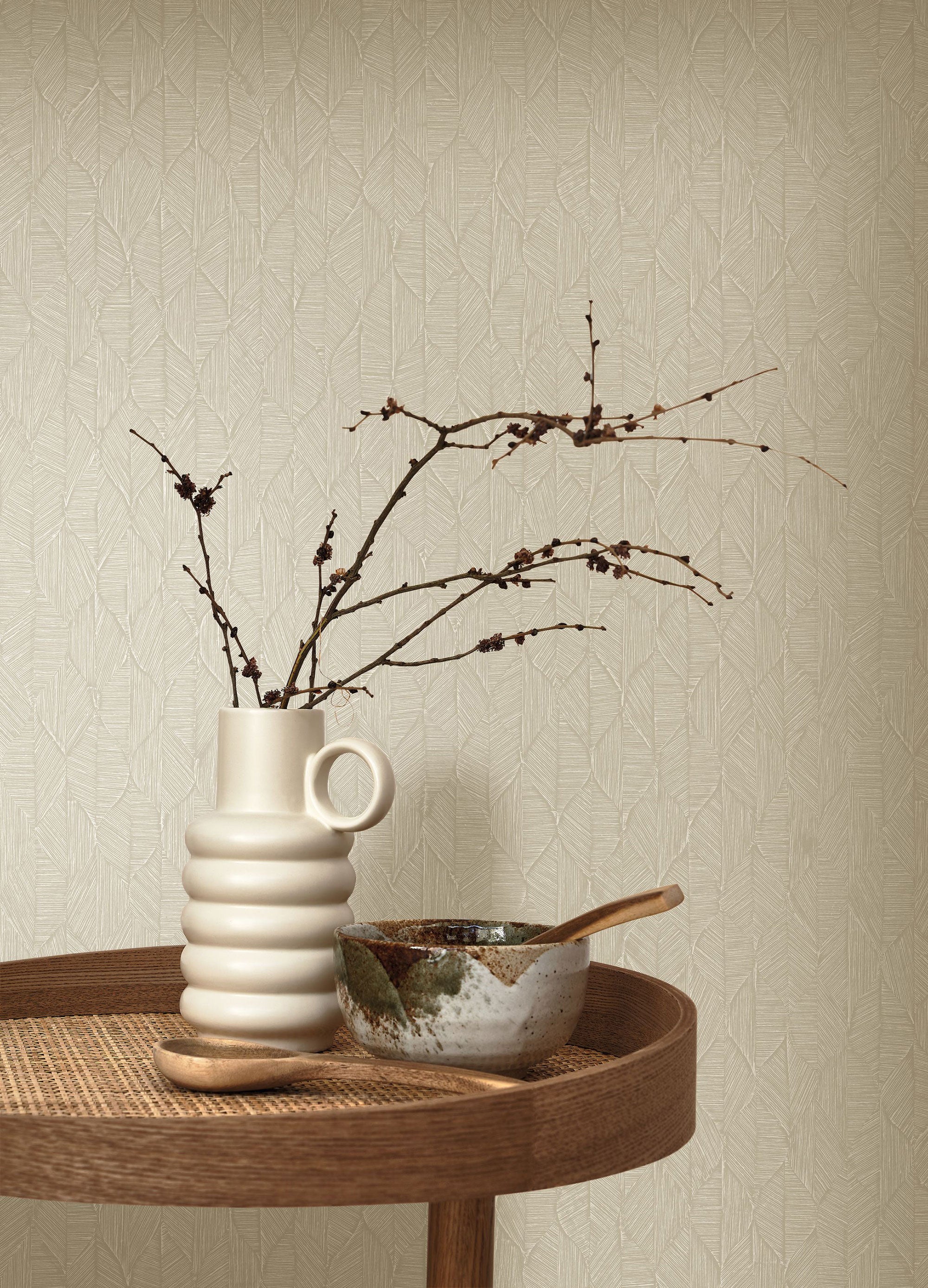 201271414 Tarrazu Beige Lin Vegetals Wallpaper by Casadeco
