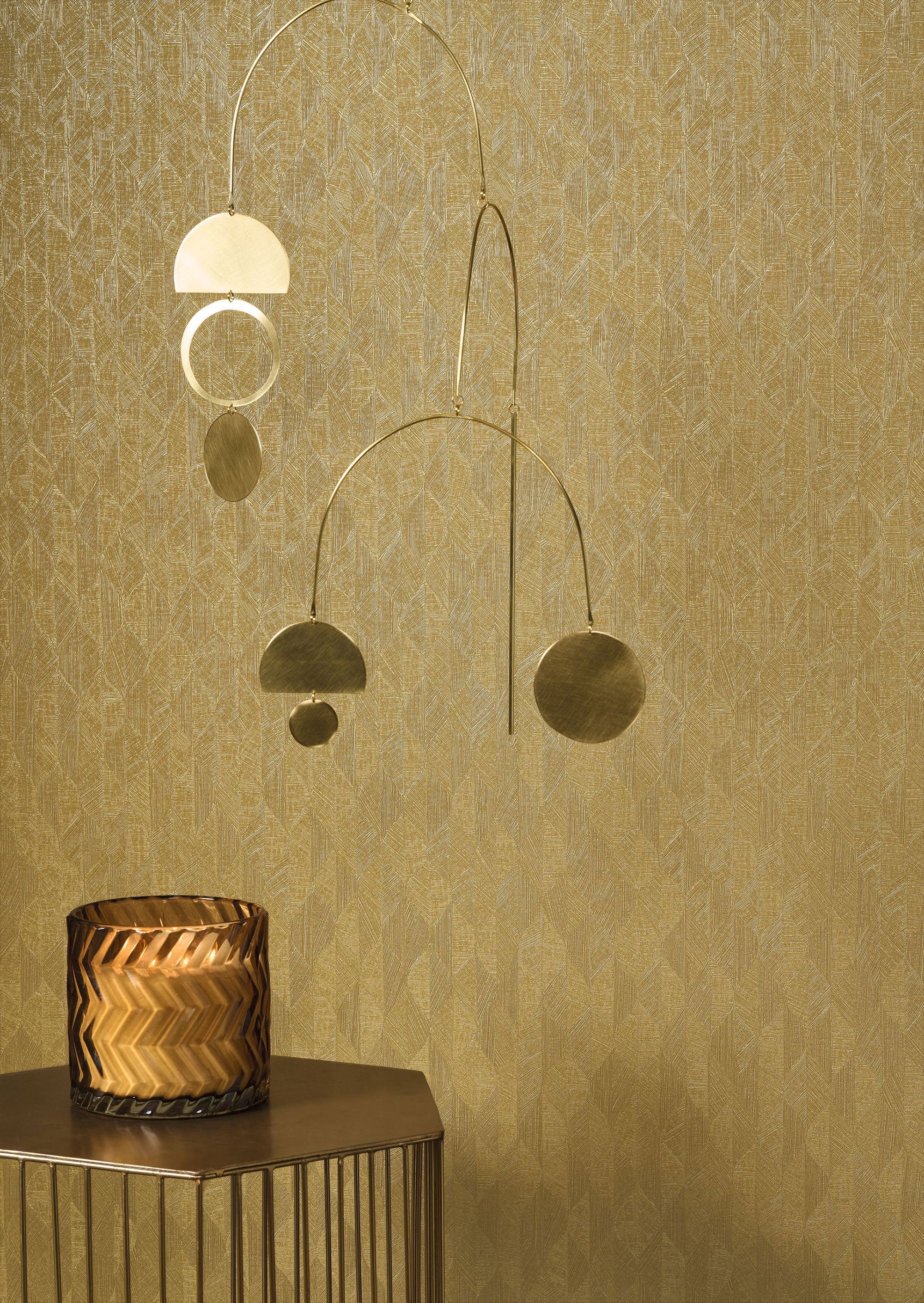201272303 Tarrazu Gold Vegetals Wallpaper by Casadeco