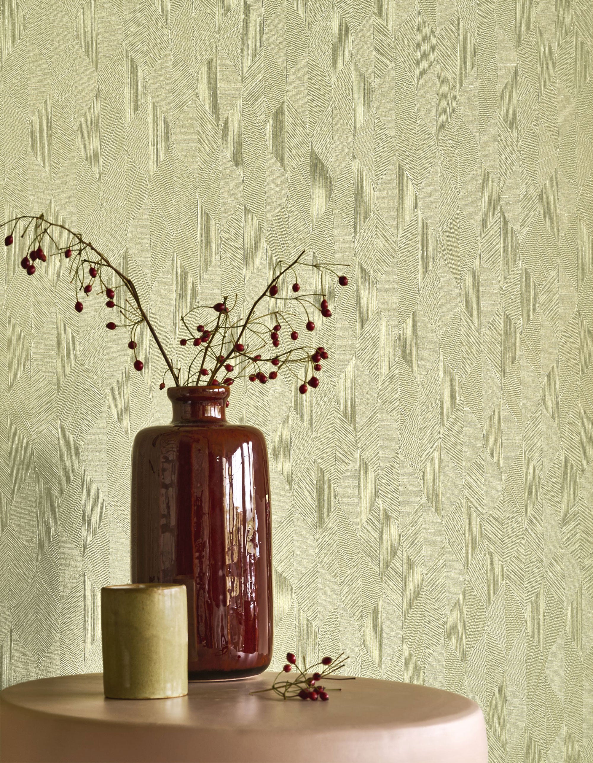 201277227 Tarrazu Vert Amande Vegetals Wallpaper by Casadeco