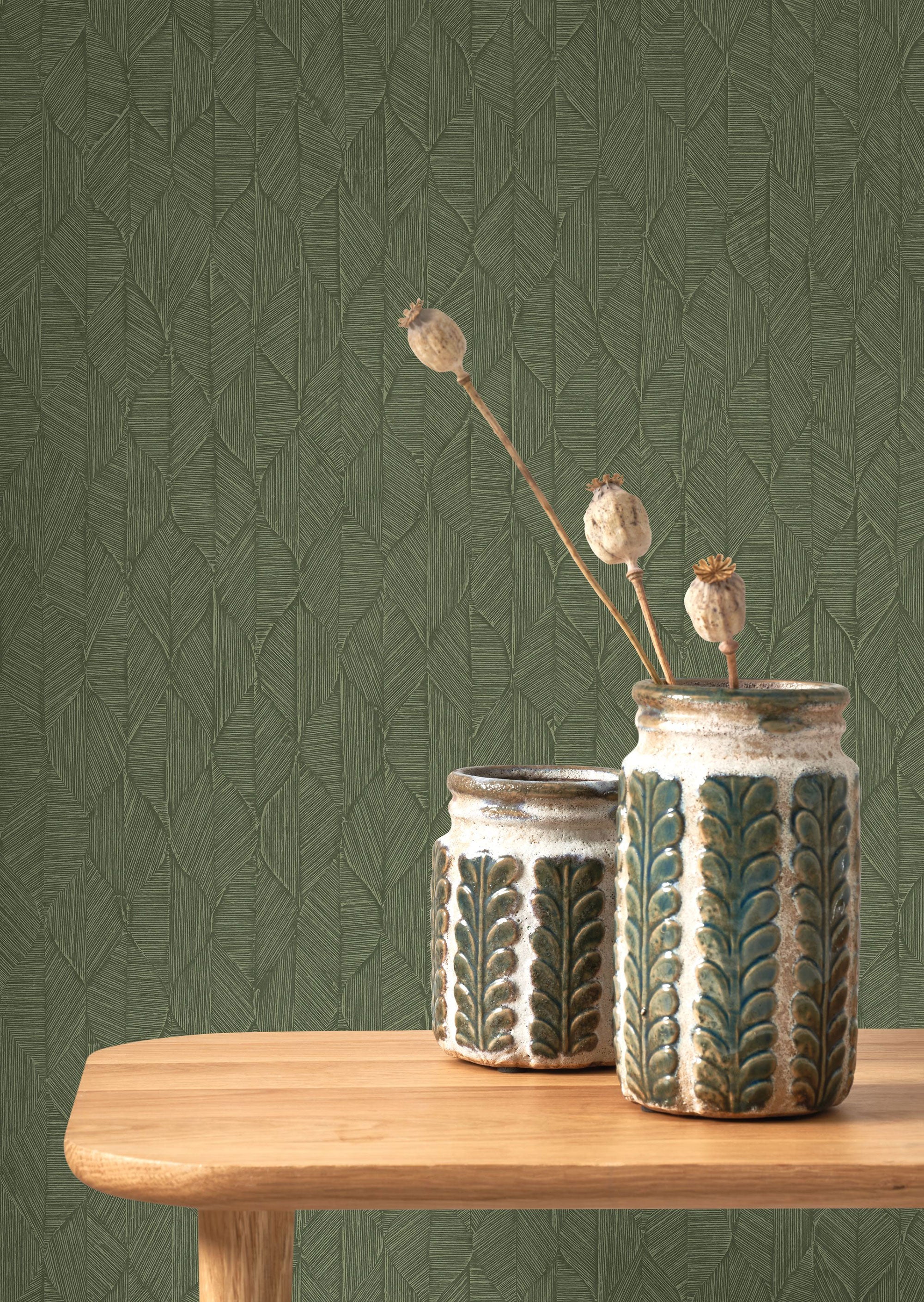 201277777 Tarrazu Vert Canopee Vegetals Wallpaper by Casadeco