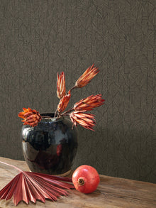 201279559 Tarrazu Noir Fusain Vegetals Wallpaper by Casadeco