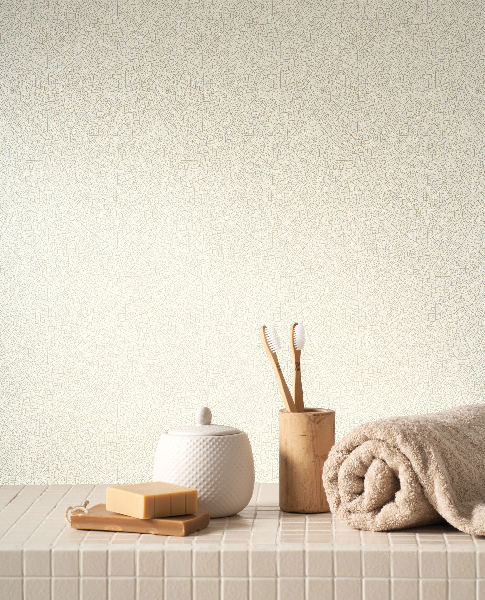 201281101 Nola Beige Creme Vegetals Wallpaper by Casadeco