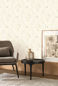 201291111 Yuto Beige Creme Vegetals Wallpaper by Casadeco