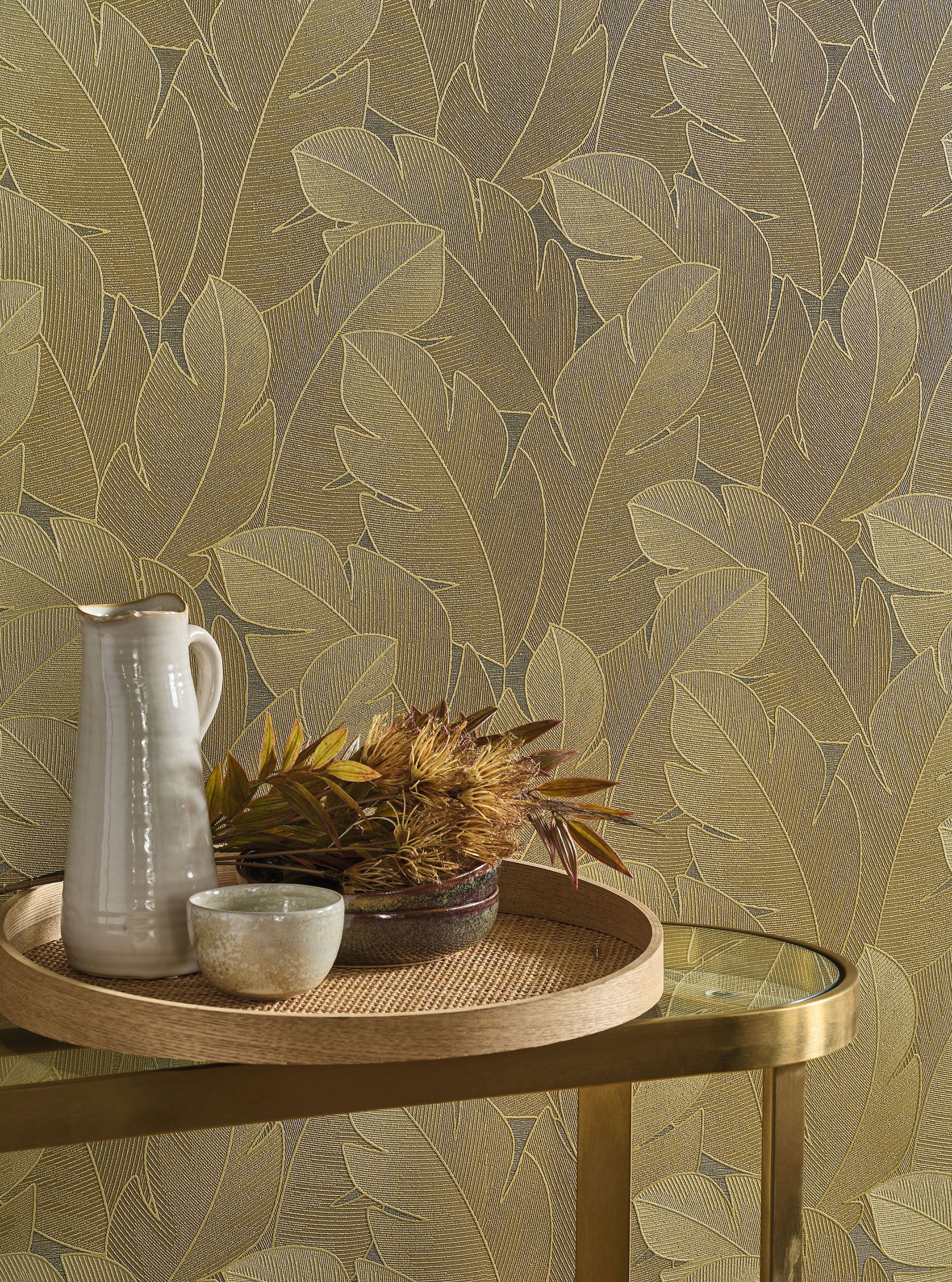 201292888 Yuto Tabac Vegetals Wallpaper by Casadeco