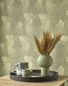 201297447 Yuto Vert Eucalyptus Vegetals Wallpaper by Casadeco