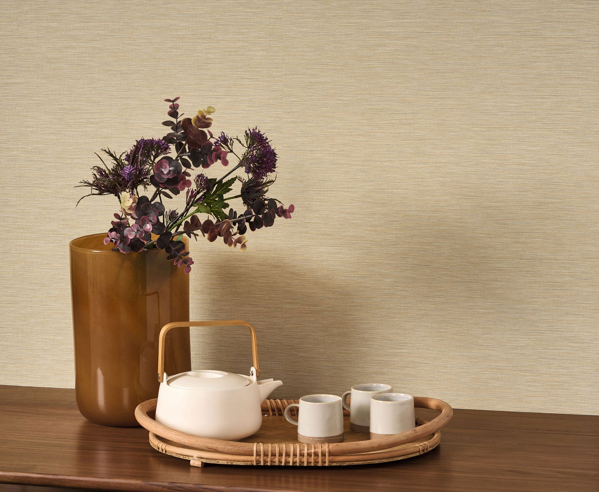 201301515 Boaco Beige Paille Vegetals Wallpaper by Casadeco
