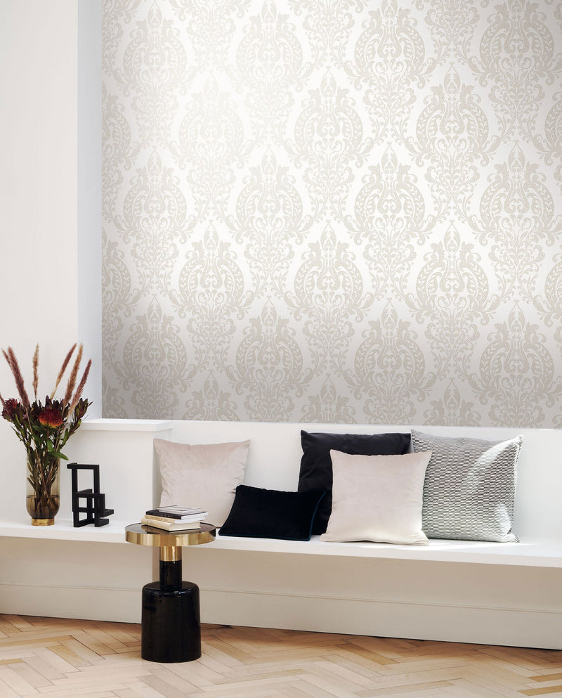 201990190 Quintessence Blanc Antique Wallpaper by Casadeco