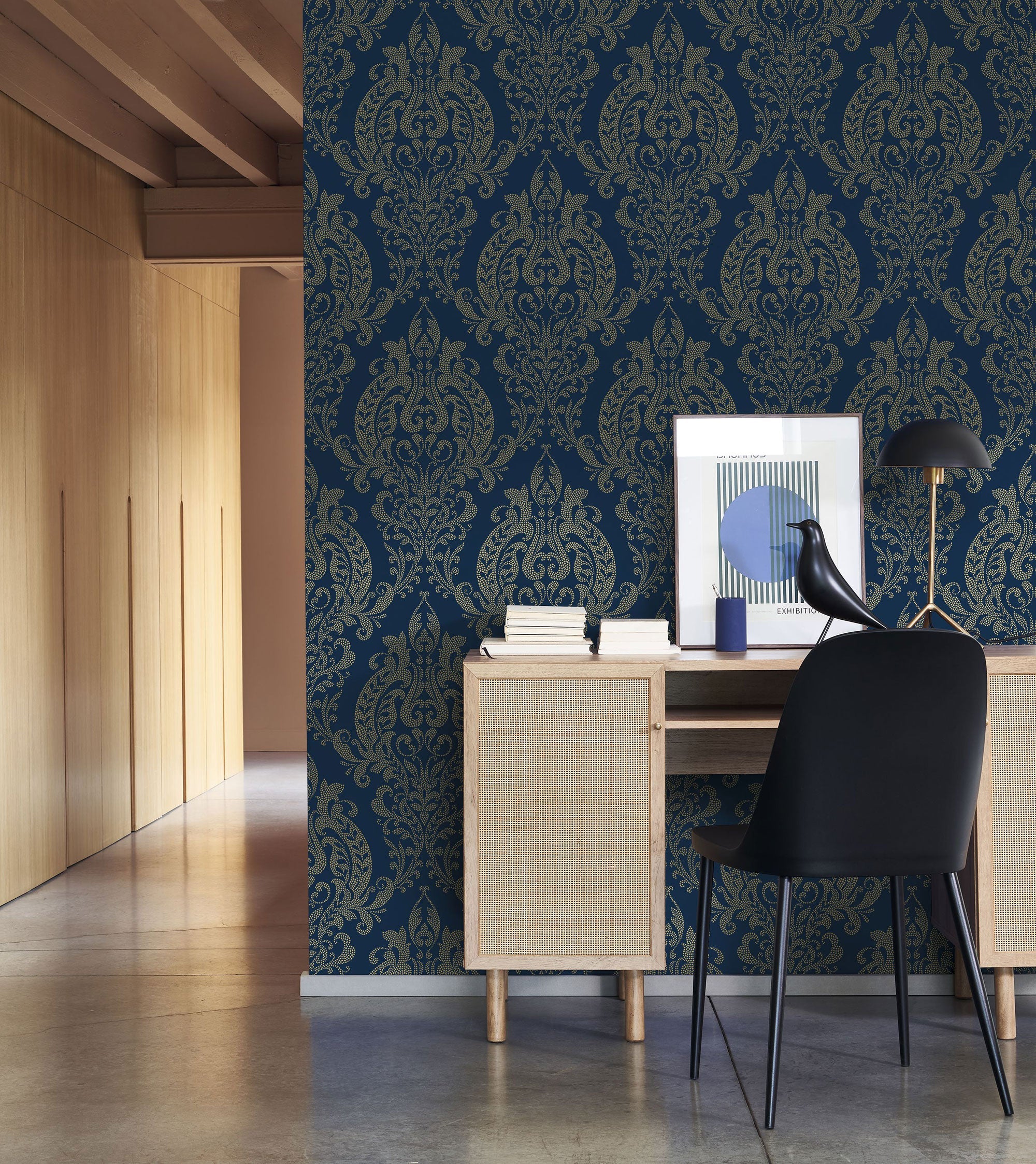 201996982 Quintessence Bleu De Prusse Wallpaper by Casadeco