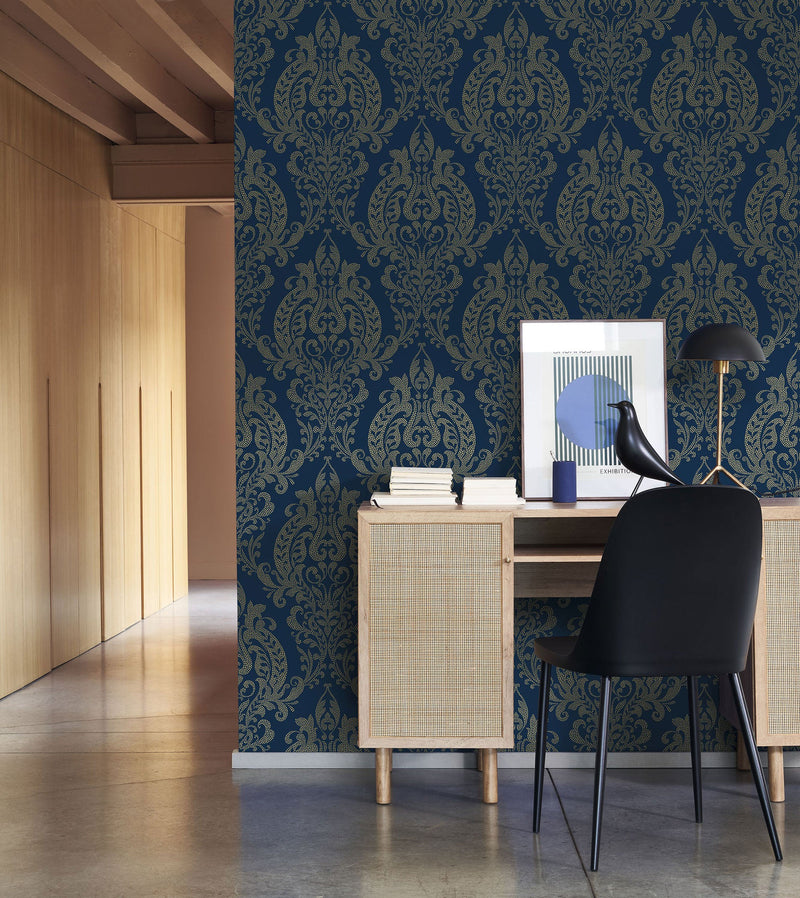 201996982 Quintessence Bleu De Prusse Wallpaper by Casadeco