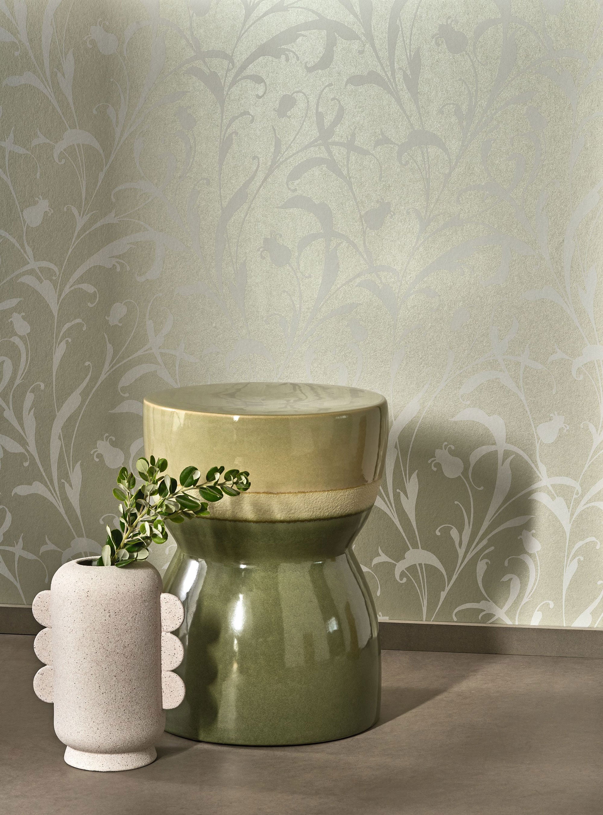 202007129 Opaline Vert Amande Wallpaper by Casadeco
