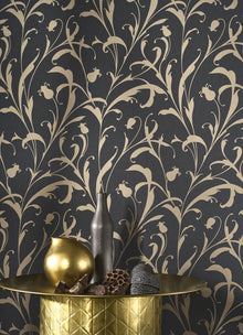 202009277 Opaline Noir Fusain Wallpaper by Casadeco