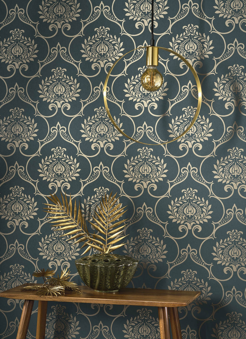 202017900 Panache Vert Empire Wallpaper by Casadeco