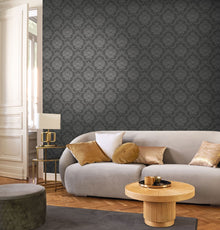 202019907 Panache Noir Fusain Wallpaper by Casadeco