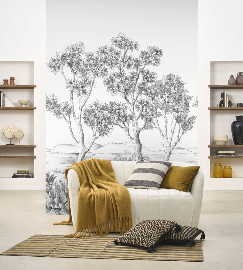 Terre D'Acacias Noir Fusain Wonderwalls 3 Mural by Casadeco (200x280cm)