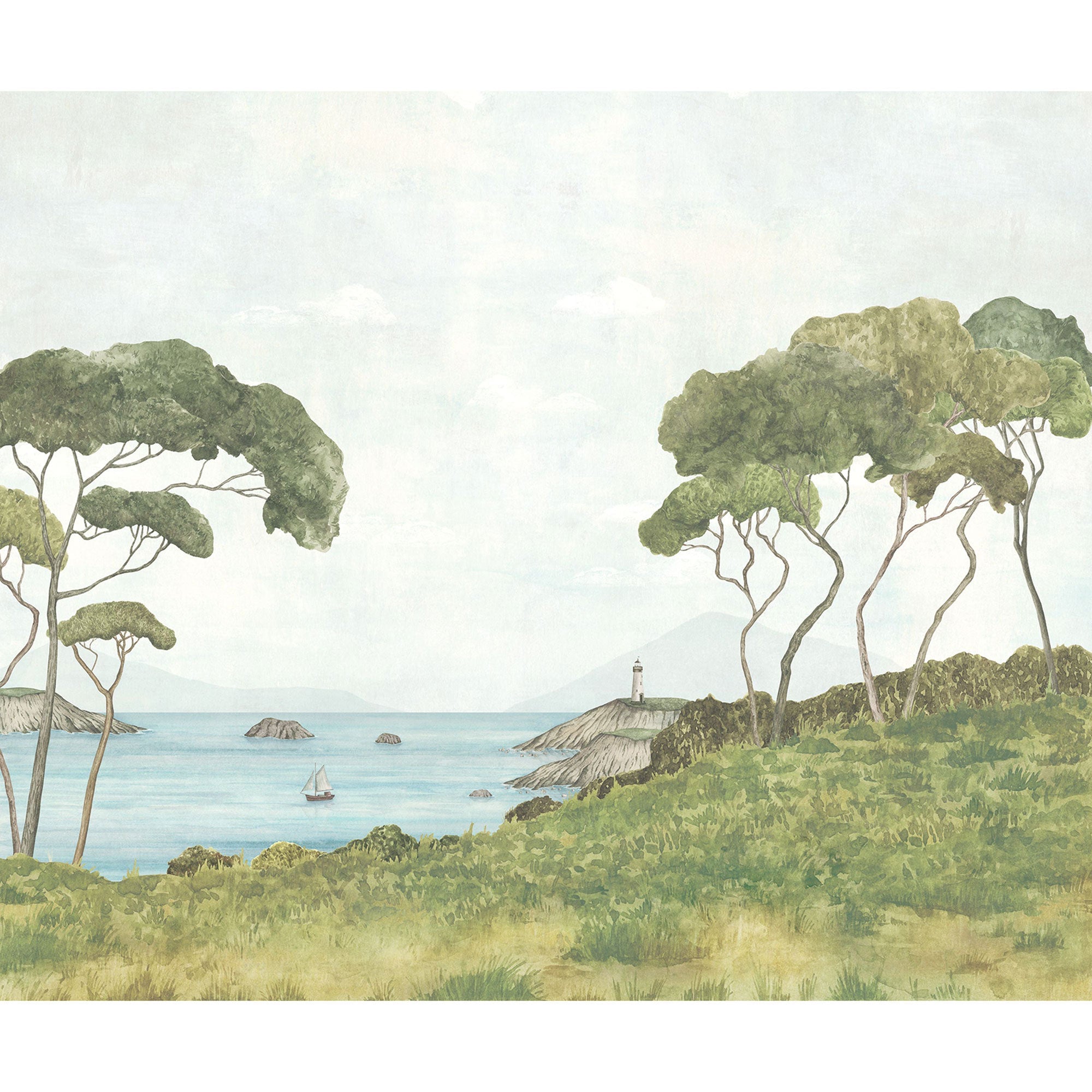Pinedes Littorales Vert Pin Wonderwalls 3 Mural by Casadeco (300x250cm)