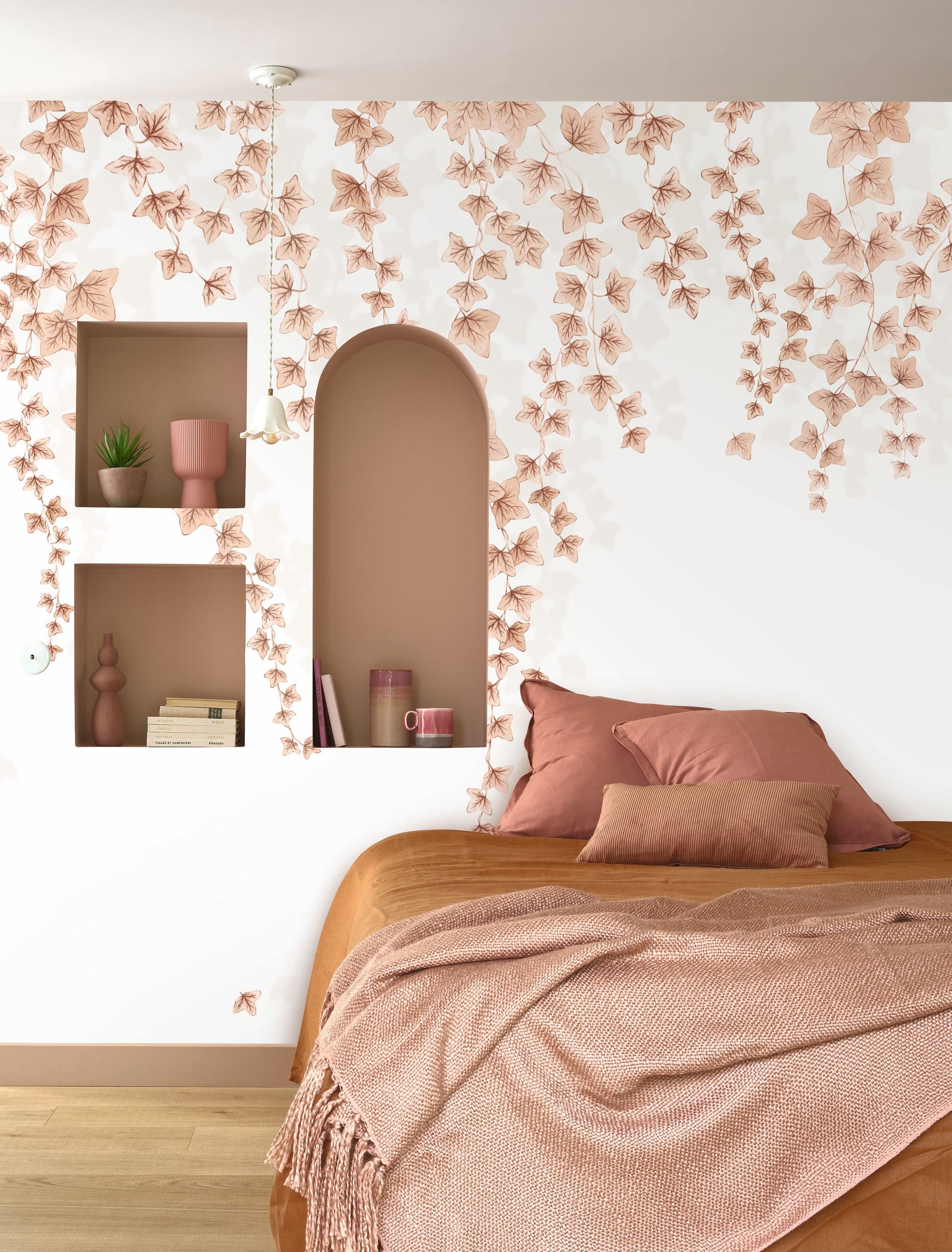 Lierre Suspendu Terracotta Wonderwalls 3 Mural by Casadeco (300x250cm)