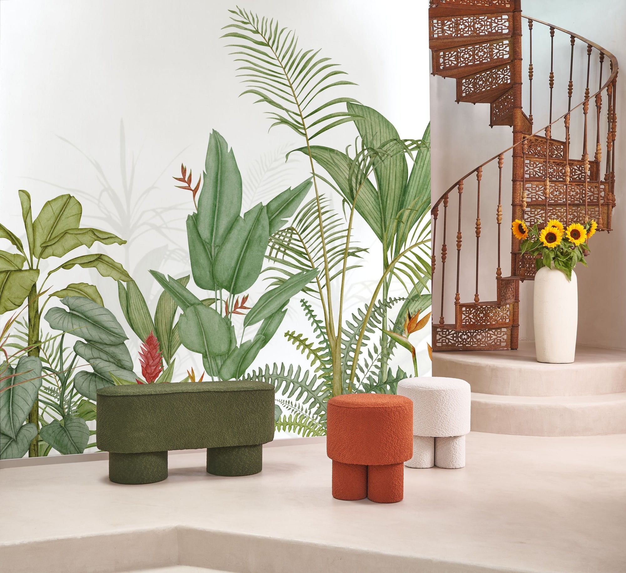Eden Tropical Vert Palme Wonderwalls 3 Mural by Casadeco (300x250cm)