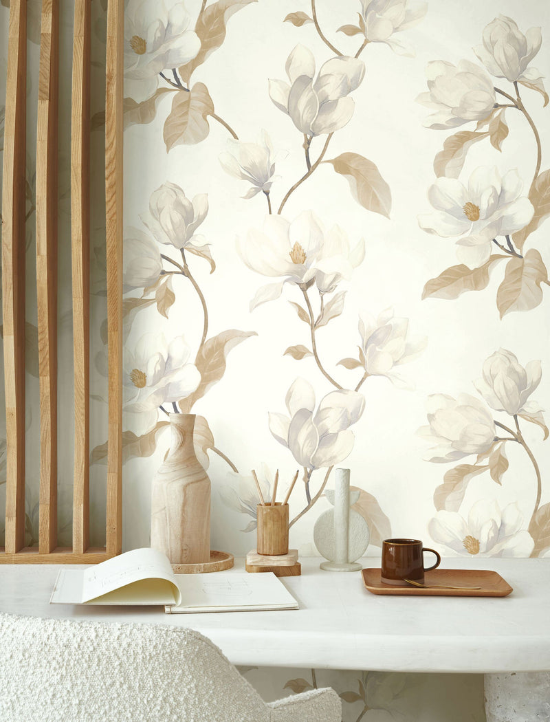 Brume De Magnolia Naturel Le Beau Jardin Wallpaper by Casadeco