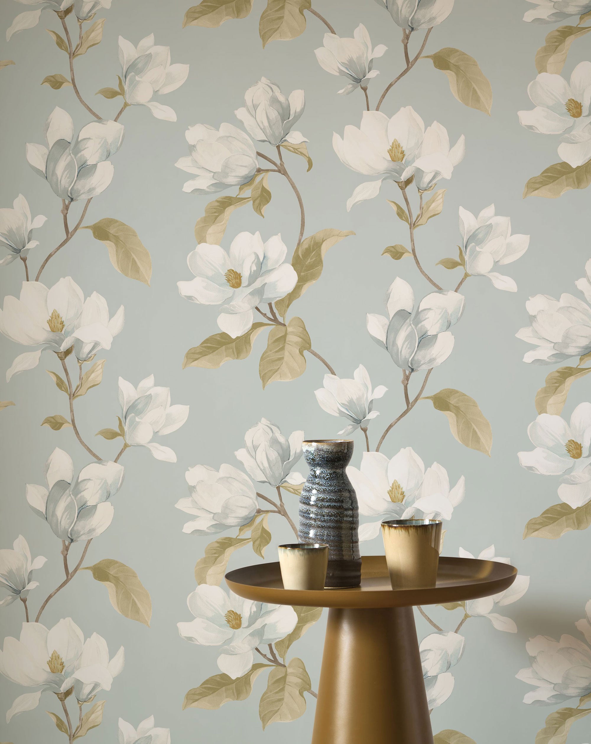 Brume De Magnolia Bleu Doux Le Beau Jardin Wallpaper by Casadeco