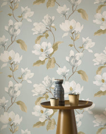 Brume De Magnolia Bleu Doux Le Beau Jardin Wallpaper by Casadeco