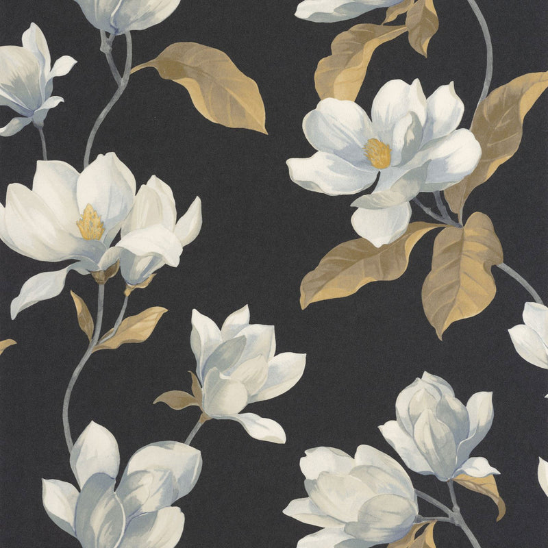 Brume De Magnolia Noir Fusain Le Beau Jardin Wallpaper by Casadeco