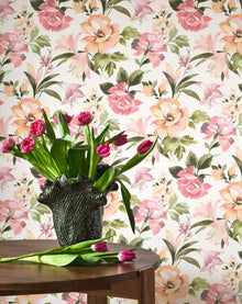 Bouquet D'Été Rose Blush Le Beau Jardin Wallpaper by Casadeco